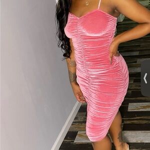Elegant Pink Ruched Dress
